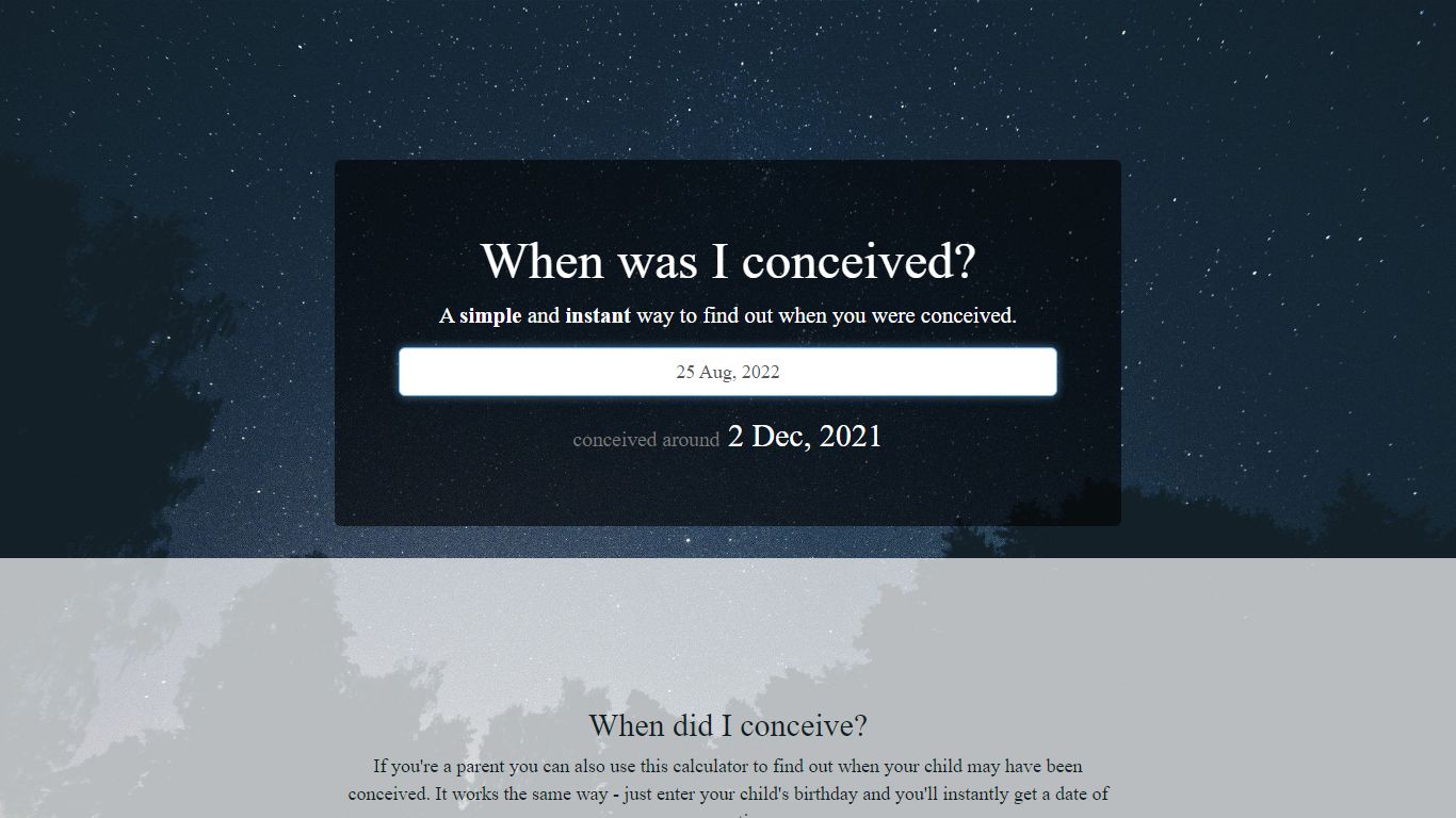 When was I conceived? The quickest conception calculator online